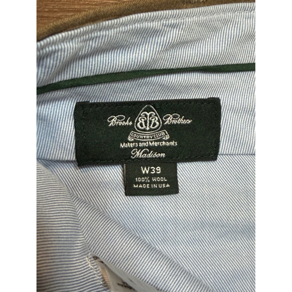 VTG Brooks Brothers Country Club Madison Saxon Wool Dress Pants Tan Sz 39x34 - Picture 2 of 11